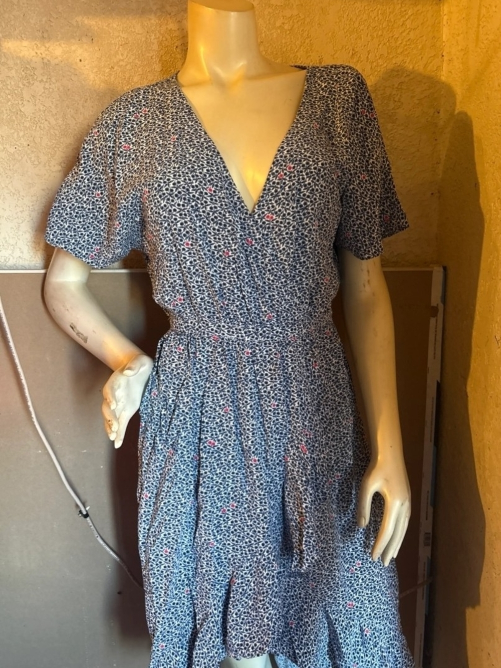 J. Crew Mercantile Blue Floral High-Low Wrap Dress - Picture 5 of 5
